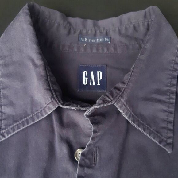 GAP Stretch SZ L Navy Blue Cotton Men's Button Up Shirt ⚡️BUY 3 for $55⚡️ - Picture 4 of 12